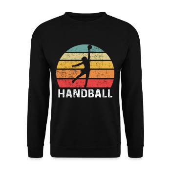 Handball Vintage Retro - Unisex Pullover - Schwarz - Vorne - Alina (178cm) & Michal (187cm)