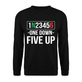 One Down Motorcycle Motorcyclist Five Up - Unisex Sweatshirt - black - Front - Alina (178cm) & Michal (187cm)