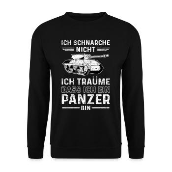 Ich Schnarche Nicht Träume Panzer Panzerfahrer - Unisex Pullover - Schwarz - Vorne - Alina (178cm) & Michal (187cm)