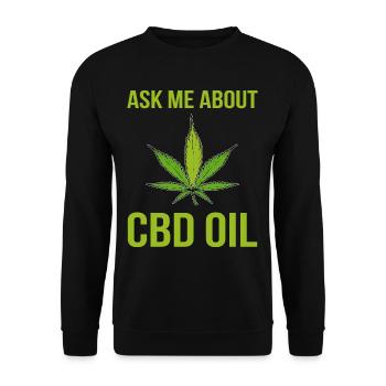 Ask About Me CBD Oil Cannabis Cannabisblatt - Unisex Pullover - Schwarz - Vorne - Alina (178cm) & Michal (187cm)