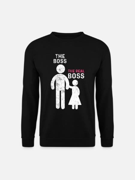 The Real Boss Vater Mädchen Tochter - Unisex Pullover - Schwarz