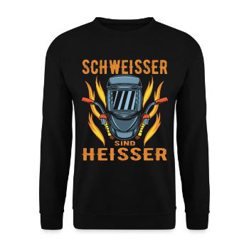 Schweisser Schweissen Schweisserhelm Geschenk - Unisex Pullover - Schwarz - Vorne - Alina (178cm) & Michal (187cm)