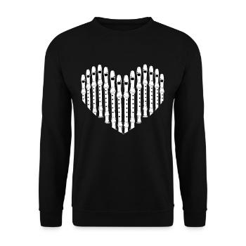 Flûte flûte à bec coeur flûte - Sweat-shirt Unisexe - noir - Devant - Alina (178cm) & Michal (187cm)