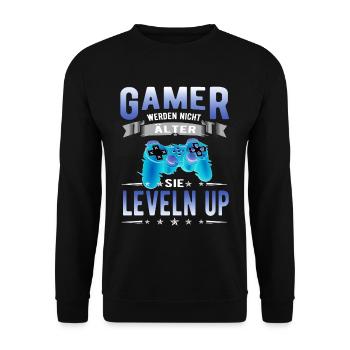 Gamer werden nicht älter sie Leveln up - Unisex Pullover - Schwarz - Vorne - Alina (178cm) & Michal (187cm)