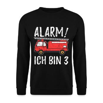 Alarm Ich Bin 3 Feuerwehr - Unisex Pullover - Schwarz - Vorne - Alina (178cm) & Michal (187cm)