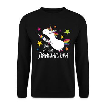 Vacciné Licorne Je suis un immunicorn - Sweat-shirt Unisexe - noir - Devant - Alina (178cm) & Michal (187cm)