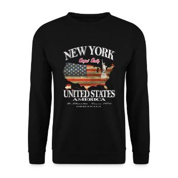 New York USA Libertystatue Usa Flagge - Unisex Pullover - Schwarz - Vorne - Alina (178cm) & Michal (187cm)