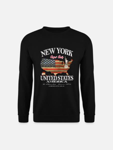 New York USA Libertystatue Usa Flagge - Unisex Pullover - Schwarz