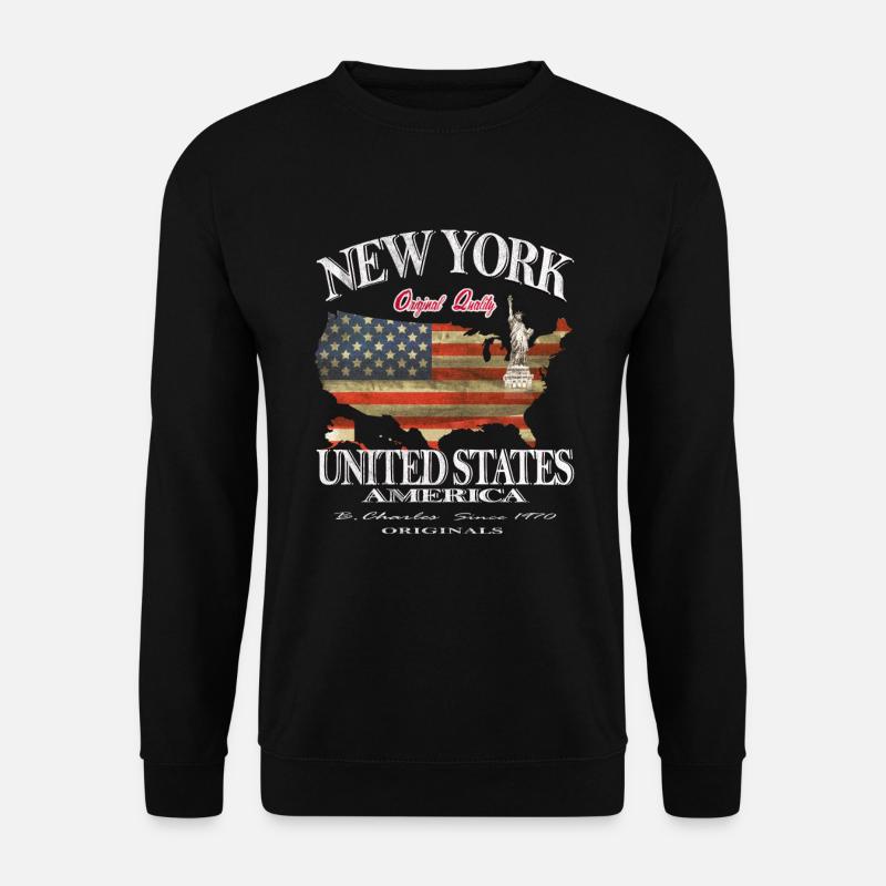 New York USA Libertystatue Usa Flagge - Unisex Pullover - Schwarz