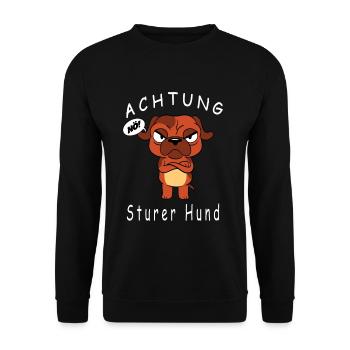 Sturer Hund Dickkopf Sturer Bock - Unisex Pullover - Schwarz - Vorne - Alina (178cm) & Michal (187cm)