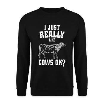 Kuh Kühe Bauernhof Landwirtschaft Geschenk - Unisex Pullover - Schwarz - Vorne - Alina (178cm) & Michal (187cm)