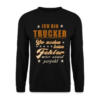 LKW Fahrer Trucker Fernfahrer Geschenk - Unisex Pullover - Schwarz - Vorne - Alina (178cm) & Michal (187cm)