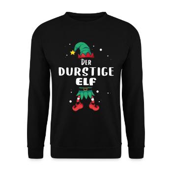 Christmas Elf durstige Elf x-mas Geschenk - Unisex Pullover - Schwarz - Vorne - Alina (178cm) & Michal (187cm)