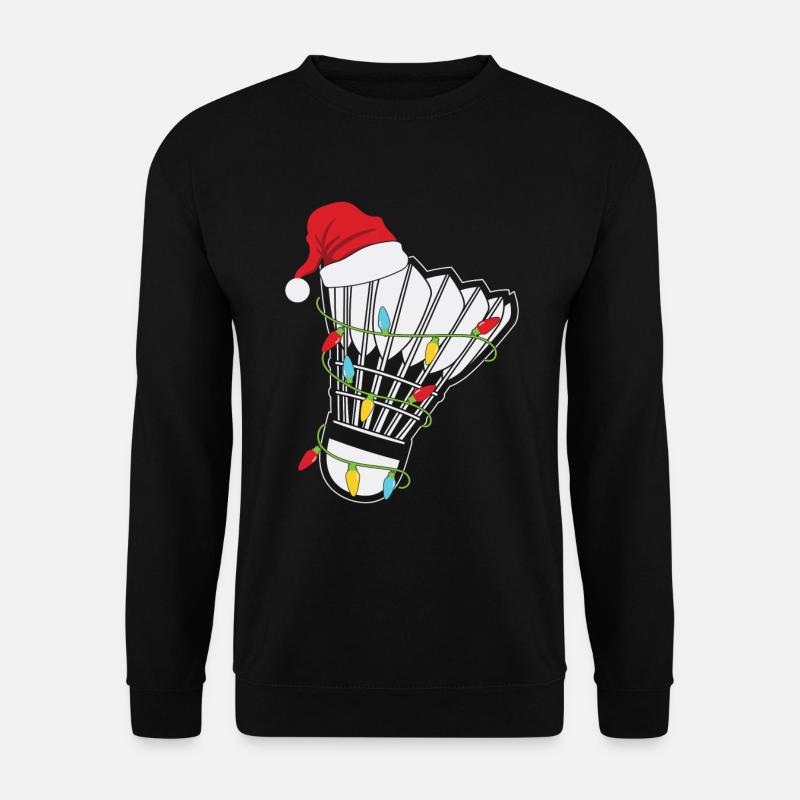 Badminton Federball Christmas Lichterkette - Unisex Pullover - Schwarz