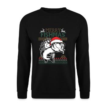 Pêche Pêche Ugly Christmas Sweater Cadeau - Sweat-shirt Unisexe - noir - Devant - Alina (178cm) & Michal (187cm)