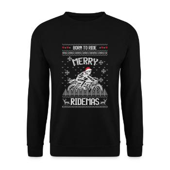 Moto Motard Ugly Christmas Pull Cadeau - Sweat-shirt Unisexe - noir - Devant - Alina (178cm) & Michal (187cm)