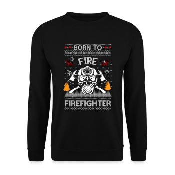 Pompiers Bière Ugly Christmas Sweater Cadeau - Sweat-shirt Unisexe - noir - Devant - Alina (178cm) & Michal (187cm)