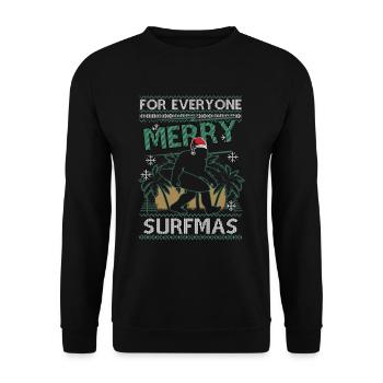Surf Surfer Ugly Christmas Sweater Cadeau - Sweat-shirt Unisexe - noir - Devant - Alina (178cm) & Michal (187cm)