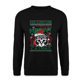 Chat Chat Chat Ugly Pull de Noël Cadeau - Sweat-shirt Unisexe - noir - Devant - Alina (178cm) & Michal (187cm)