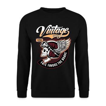 Biker Skull Vintage Motorcycles - Unisex Pullover - Schwarz - Vorne - Alina (178cm) & Michal (187cm)
