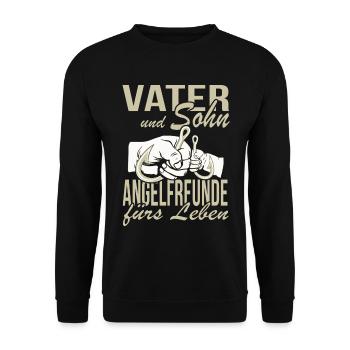 Vater und Sohn Angelfreunde fürs Leben - Unisex Pullover - Schwarz - Vorne - Alina (178cm) & Michal (187cm)