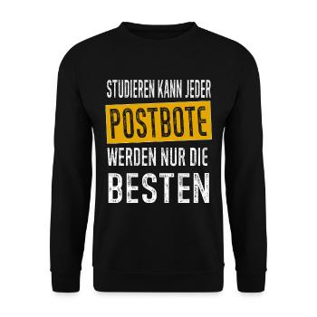 Postbote Briefträger Paketbote Geschenk - Unisex Pullover - Schwarz - Vorne - Alina (178cm) & Michal (187cm)