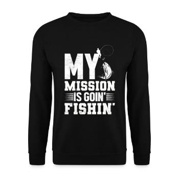 Angler Fisch Angelrute Anglerspruch - Unisex Pullover - Schwarz - Vorne - Alina (178cm) & Michal (187cm)