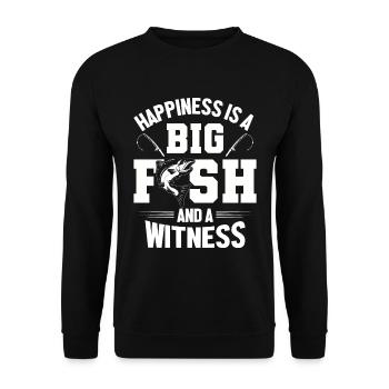 Anglerspruch Angel Fisch Geschenk - Unisex Pullover - Schwarz - Vorne - Alina (178cm) & Michal (187cm)