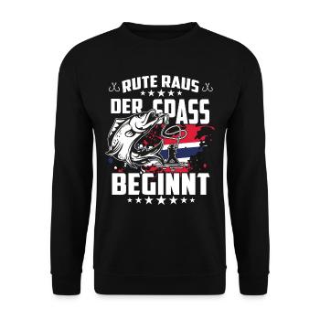Rute raus der Spass beginnt - Unisex Pullover - Schwarz - Vorne - Alina (178cm) & Michal (187cm)