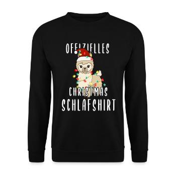 Lama Christmas Schlafshirt - Unisex Pullover - Schwarz - Vorne - Alina (178cm) & Michal (187cm)