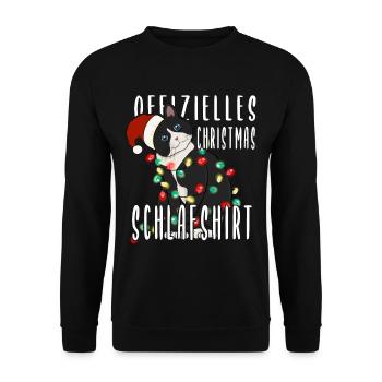 Katze Christmas Schlafshirt - Unisex Pullover - Schwarz - Vorne - Alina (178cm) & Michal (187cm)