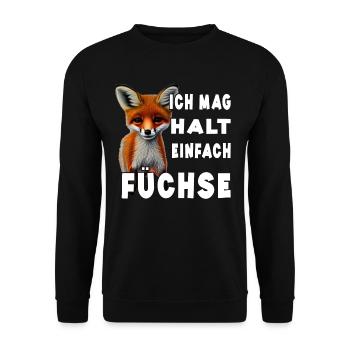 Ich mag halt einfach Füchse - Unisex Pullover - Schwarz - Vorne - Alina (178cm) & Michal (187cm)