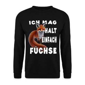 Ich mag halt einfach Füchse - Unisex Pullover - Schwarz - Vorne - Alina (178cm) & Michal (187cm)