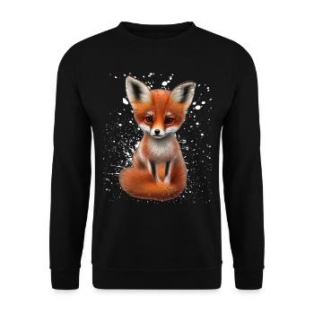 Fox Hand Painted Fox Puppy - Unisex Sweatshirt - black - Front - Alina (178cm) & Michal (187cm)