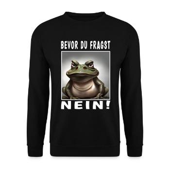 Bevor du fragst nein Frosch - Unisex Pullover - Schwarz - Vorne - Alina (178cm) & Michal (187cm)