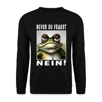 Bevor du fragst nein Frosch - Unisex Pullover - Schwarz - Vorne - Alina (178cm) & Michal (187cm)