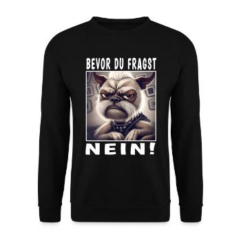Bevor du fragst nein Katze - Unisex Pullover - Schwarz - Vorne - Alina (178cm) & Michal (187cm)