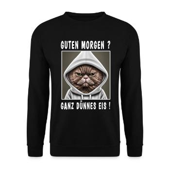Guten Morgen ganz dünnes Eis - Unisex Pullover - Schwarz - Vorne - Alina (178cm) & Michal (187cm)