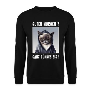 Guten Morgen ganz dünnes Eis - Unisex Pullover - Schwarz - Vorne - Alina (178cm) & Michal (187cm)