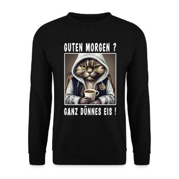 Guten Morgen ganz dünnes Eis - Unisex Pullover - Schwarz - Vorne - Alina (178cm) & Michal (187cm)