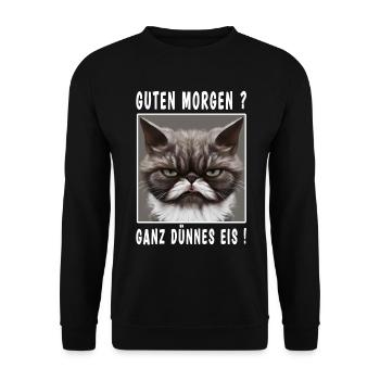 Guten Morgen ganz dünnes Eis - Unisex Pullover - Schwarz - Vorne - Alina (178cm) & Michal (187cm)