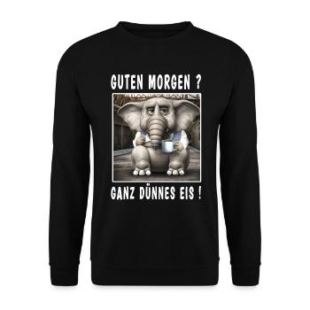 Guten Morgen ganz dünnes Eis - Unisex Pullover - Schwarz - Vorne - Alina (178cm) & Michal (187cm)