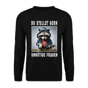 Du stellst gern unnötige Fragen - Unisex Pullover - Schwarz - Vorne - Alina (178cm) & Michal (187cm)