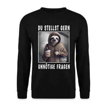 Du stellst gern unnötige Fragen - Unisex Pullover - Schwarz - Vorne - Alina (178cm) & Michal (187cm)