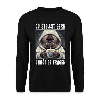 Du stellst gern unnötige Fragen - Unisex Pullover - Schwarz - Vorne - Alina (178cm) & Michal (187cm)