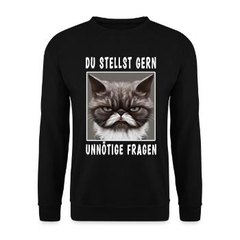Du stellst gern unnötige Fragen - Unisex Pullover - Schwarz - Vorne - Alina (178cm) & Michal (187cm)