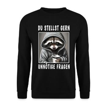 Du stellst gern unnötige Fragen - Unisex Pullover - Schwarz - Vorne - Alina (178cm) & Michal (187cm)