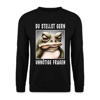 Du stellst gern unnötige Fragen - Unisex Pullover - Schwarz - Vorne - Alina (178cm) & Michal (187cm)