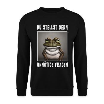 Du stellst gern unnötige Fragen - Unisex Pullover - Schwarz - Vorne - Alina (178cm) & Michal (187cm)