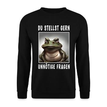 Du stellst gern unnötige Fragen - Unisex Pullover - Schwarz - Vorne - Alina (178cm) & Michal (187cm)